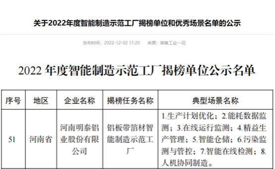 实至名归！明泰荣膺“国字号”智能制造示范工厂